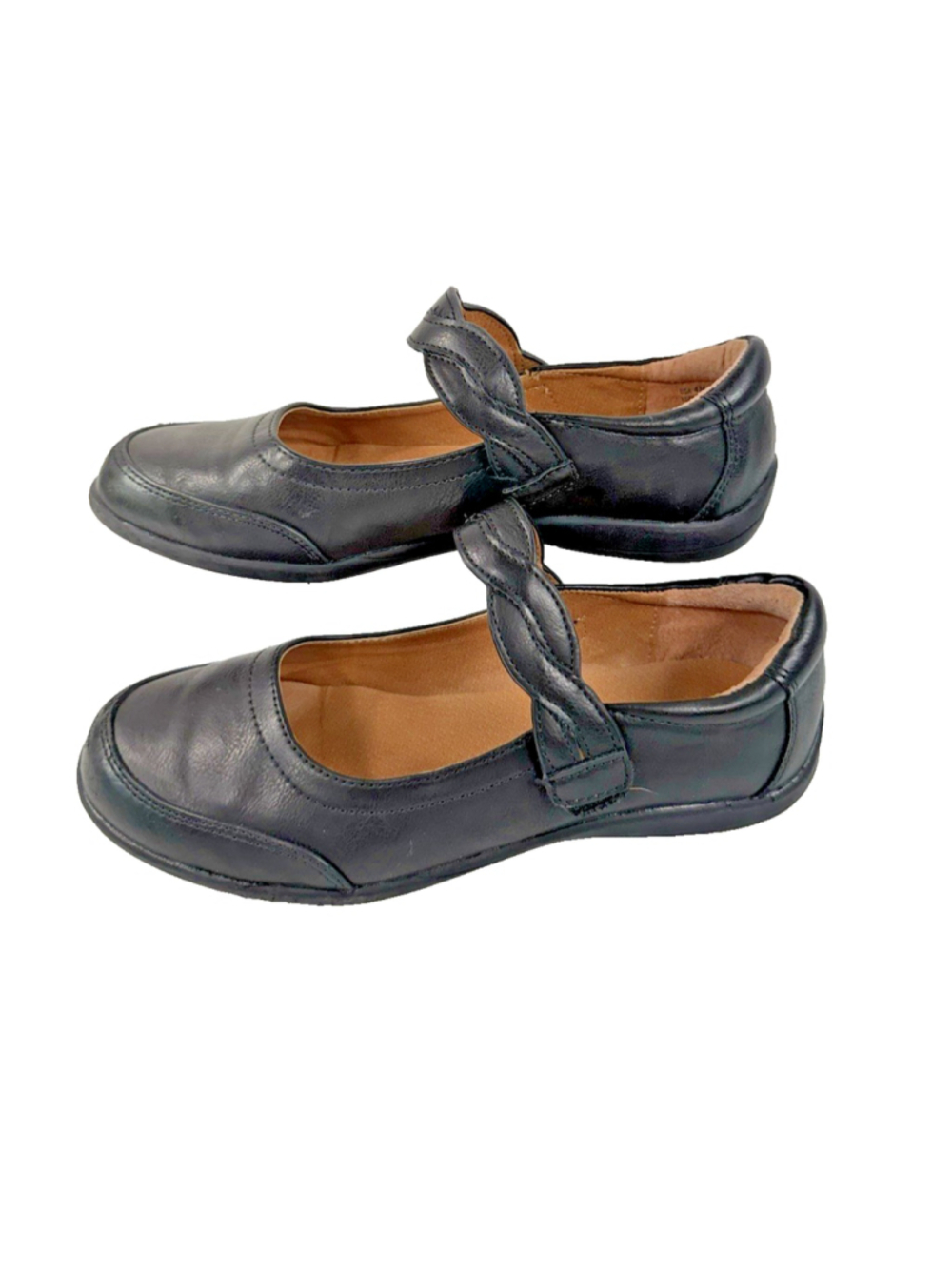 Nina Black Braided-Strap Mary Jane Dress Shoes